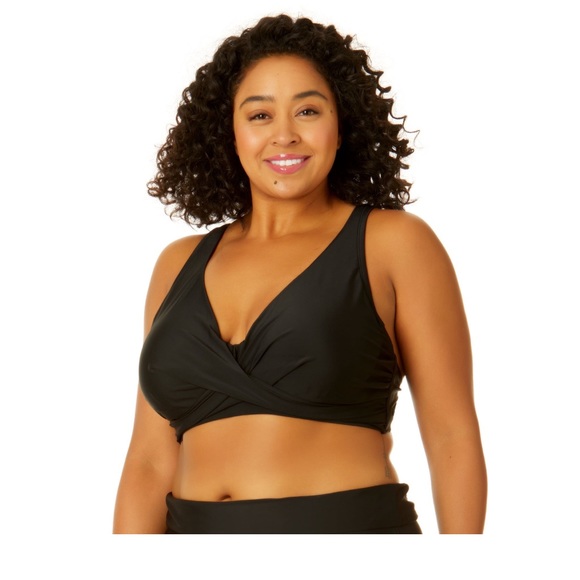 Nwt Women's swimsuit time and tru 1X Top Plunge Rich Black bottom’s XL floral - Picture 6 of 16